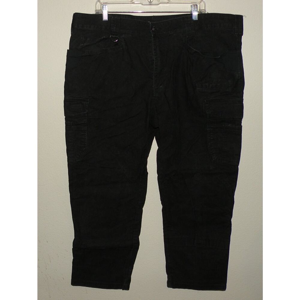 Noble Hammer Drill Men's Canvas Cargo Pants 42 x 30 Black Full Flexx Stretch